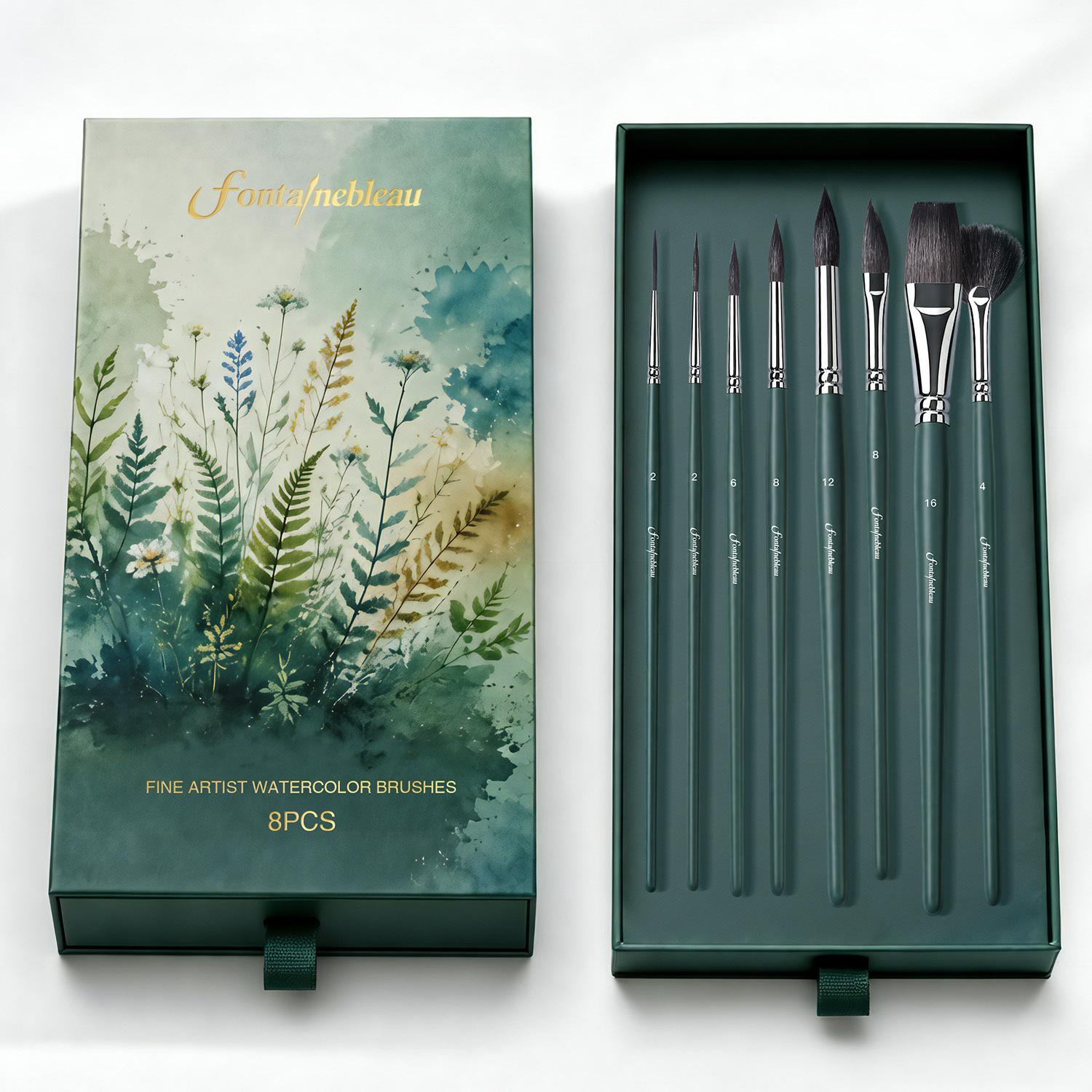 Professional 8Pcs Squirrel Hair Watercolor Paint Brush Set with Luxury Gift Box for Artists Gouache Wash Painting Brushes