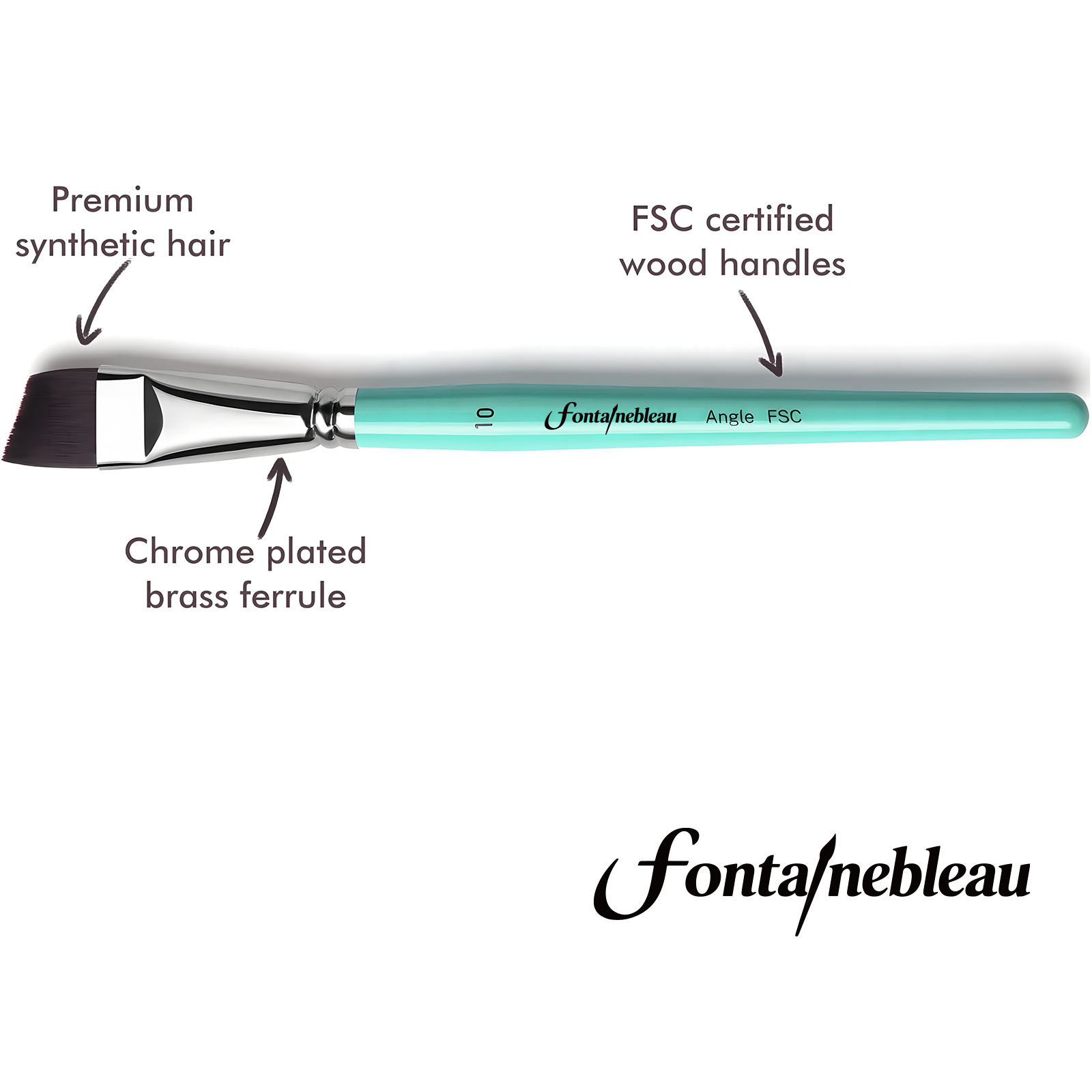 Fontainebleau Premium Synthetic Hair Private Label Custom Acrylic Paint Brushes Flat Angular Round Face Painting Brush 7pcs/set