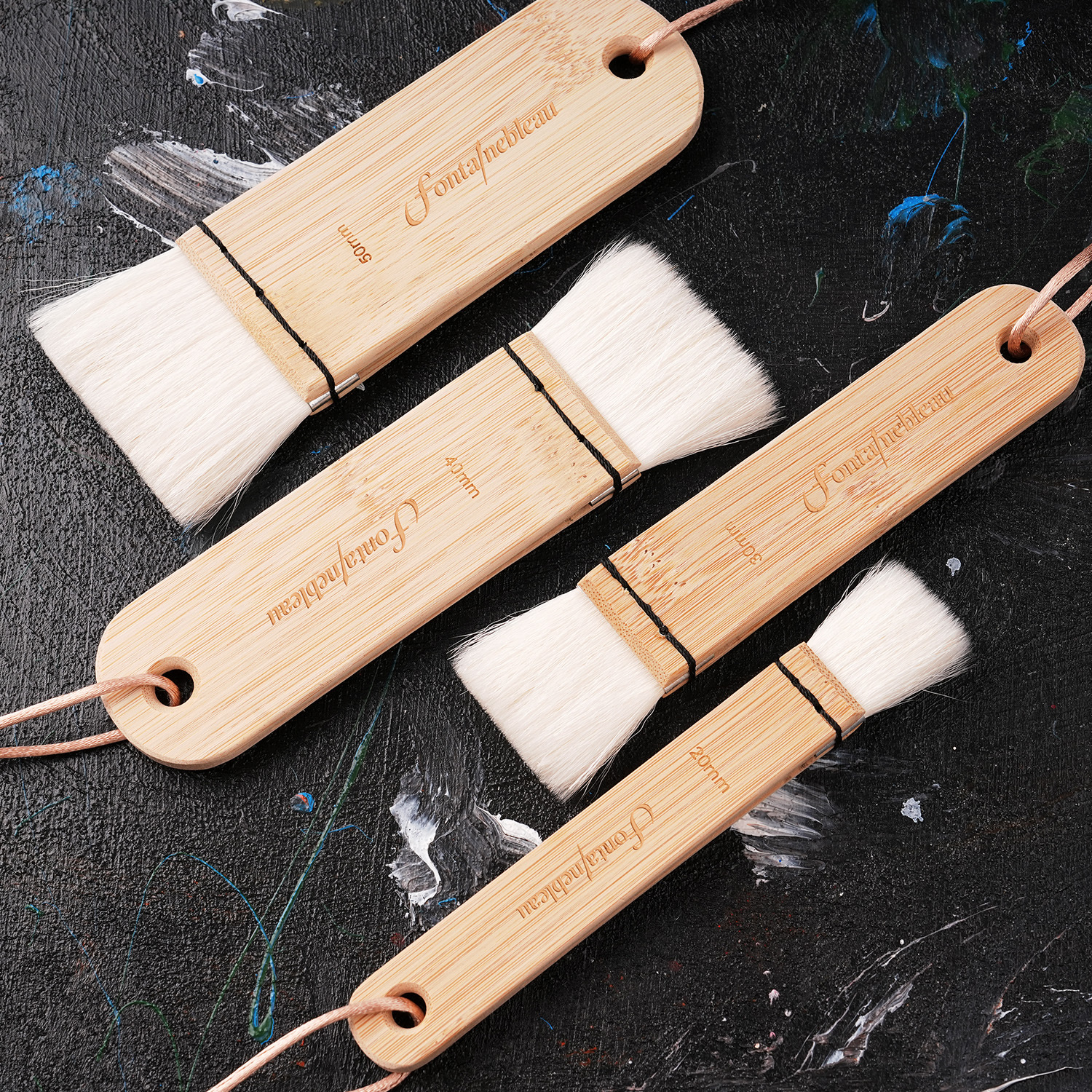 4PCS Natural Wool Hair Artist Watercolor Brushes Personalizable Flat Paddle Acrylic Paint Brush for Backgrounds Painting