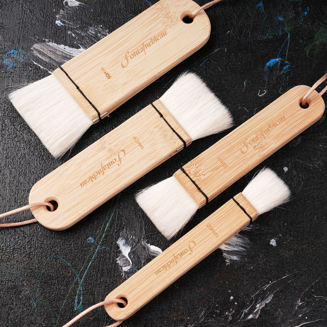 4PCS Natural Wool Hair Artist Watercolor Brushes Personalizable Flat Paddle Acrylic Paint Brush for Backgrounds Painting