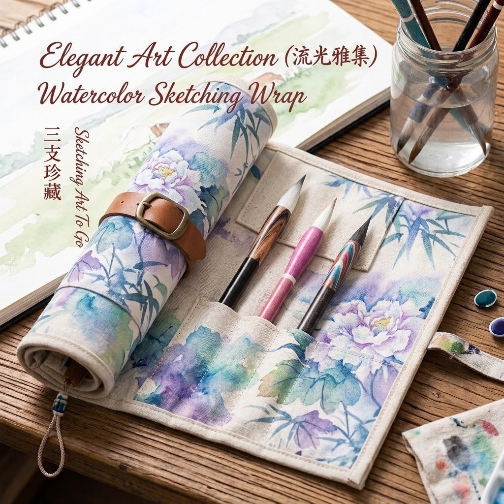 Premium Portable Watercolor Brush Set Mixed Natural Hair Painting Brushes with Gift Box for Beginners and Professional Artists