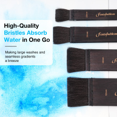 2026 Mixed Squirrel Hair Artist Paint Brush Flat Wide Natural Wooden Handle Water Absorbent Art Brushes for Watercolor Painting