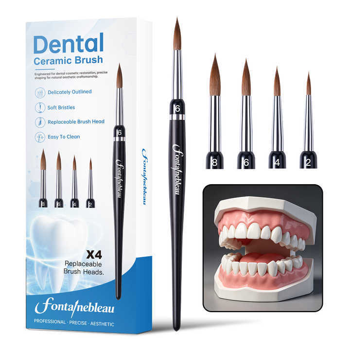Wholesale Dental Laboratory Ceramic Brush 4 in 1 Replaceable Tip Synthetic Kolinsky Hair Dental Ceramic Painting Brush #2/4/6/8