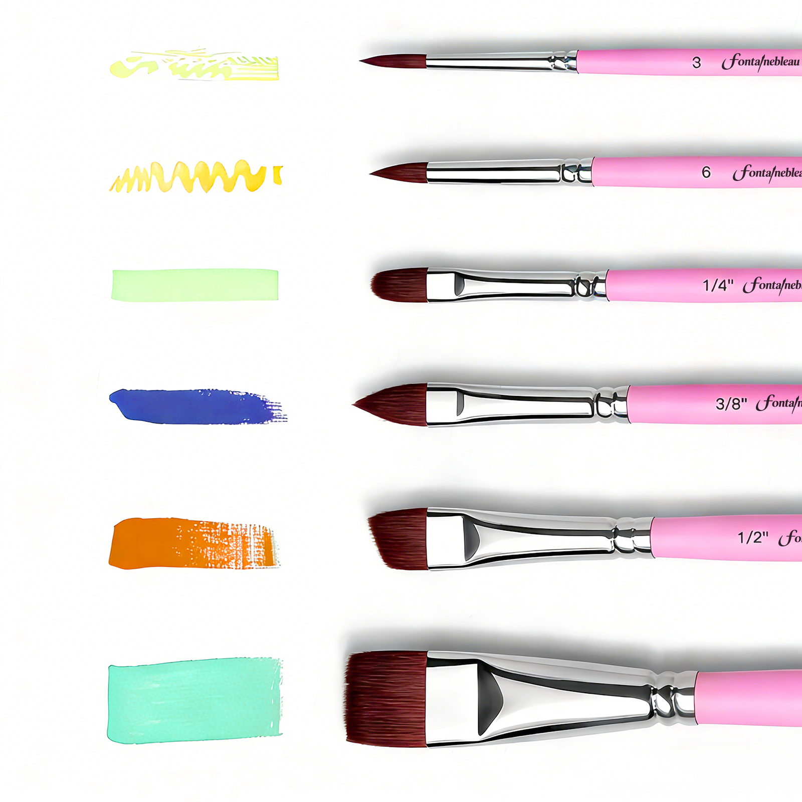 13PCS Fontainebleau Professional Custom Paint Brush Synthetic Face Paint Brush Large Flat Durable Paint Brush Set