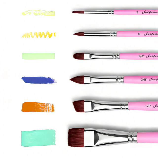13PCS Fontainebleau Professional Custom Paint Brush Synthetic Face Paint Brush Large Flat Durable Paint Brush Set