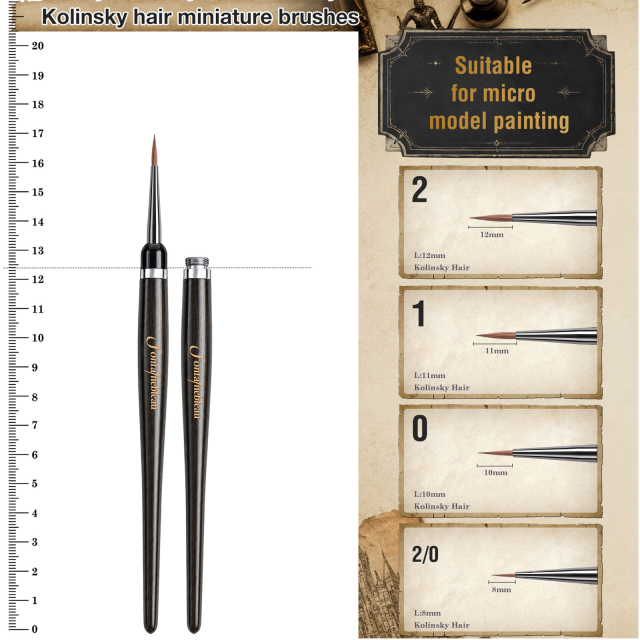 100% Pure Kolinsky Hair Collapsible Paint Brushes Miniature Replaceable Ebony Wood Handle Detail Paintbrush for Hobby Painting