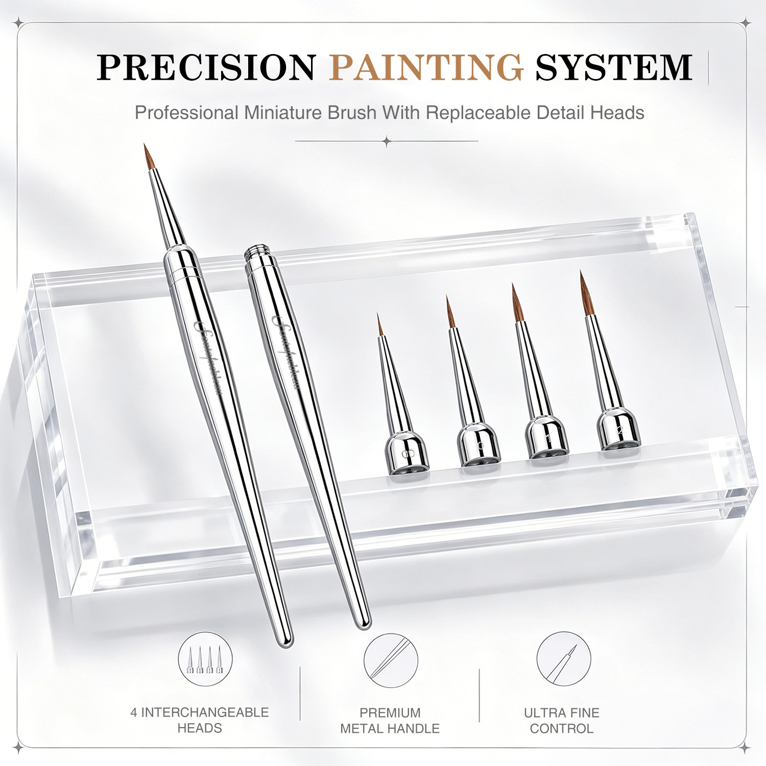 100% Pure Sable Miniature Paint Brush with Replaceable Brush Head Professional Fine Detail Brushes for Model Painting Wholesale