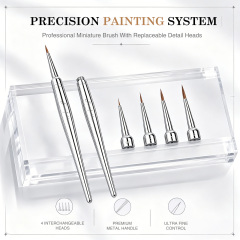 100% Pure Sable Miniature Paint Brush with Replaceable Brush Head Professional Fine Detail Brushes for Model Painting Wholesale