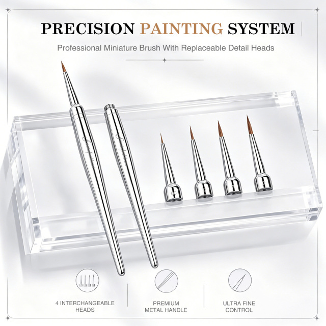 100% Pure Sable Miniature Paint Brush with Replaceable Brush Head Professional Fine Detail Brushes for Model Painting Wholesale
