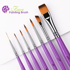 2026 New Premium Face Painting Brush Set Soft 1/2 Inch Flat Bristles with Purple Wood Handle for Artists