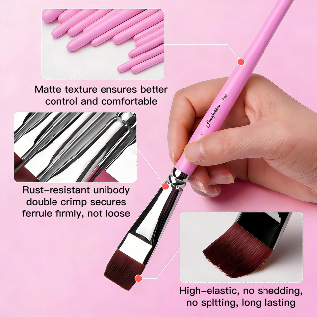 13pcs High Quality Nylon Hair Chrome-plated Ferrule Body Paint Brush Professional Face Painting Brushes for Art Painting