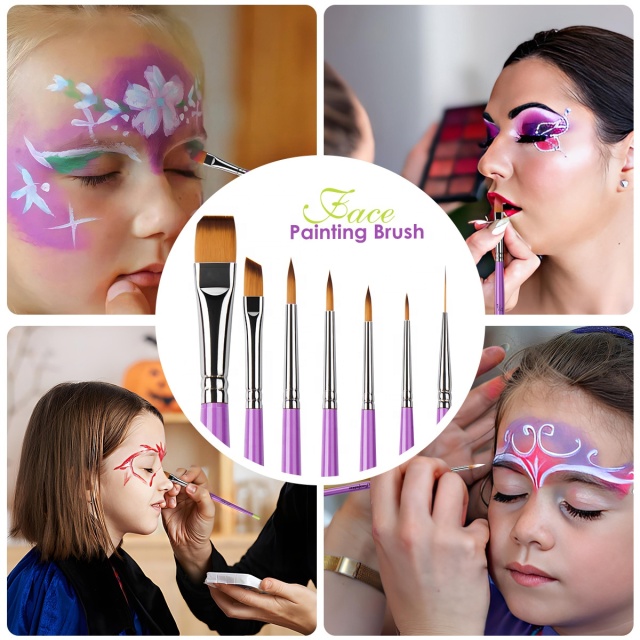 2026 New Premium Face Painting Brush Set Soft 1/2 Inch Flat Bristles with Purple Wood Handle for Artists