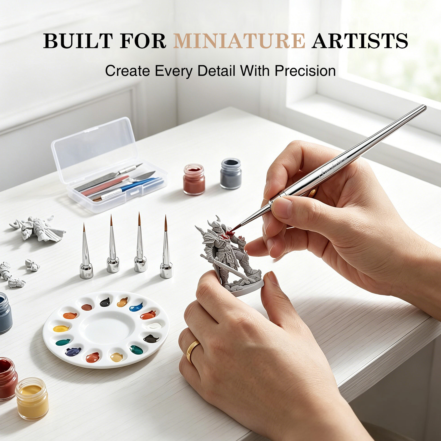 100% Pure Sable Miniature Paint Brush with Replaceable Brush Head Professional Fine Detail Brushes for Model Painting Wholesale