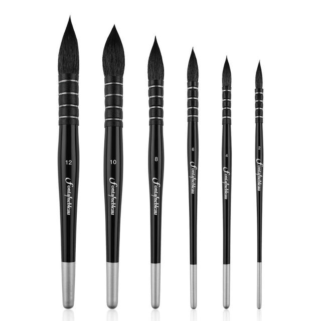 Premium Synthatic Squirrel Hair Watercolor Paint Brush Set Soft Tapered Pointer Mop Brushes for Artist Acrylic Gouache Painting