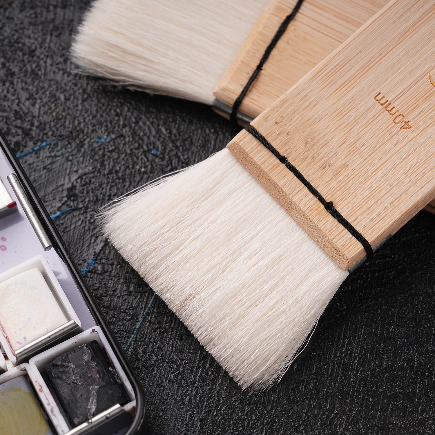 4PCS Natural Wool Hair Artist Watercolor Brushes Personalizable Flat Paddle Acrylic Paint Brush for Backgrounds Painting