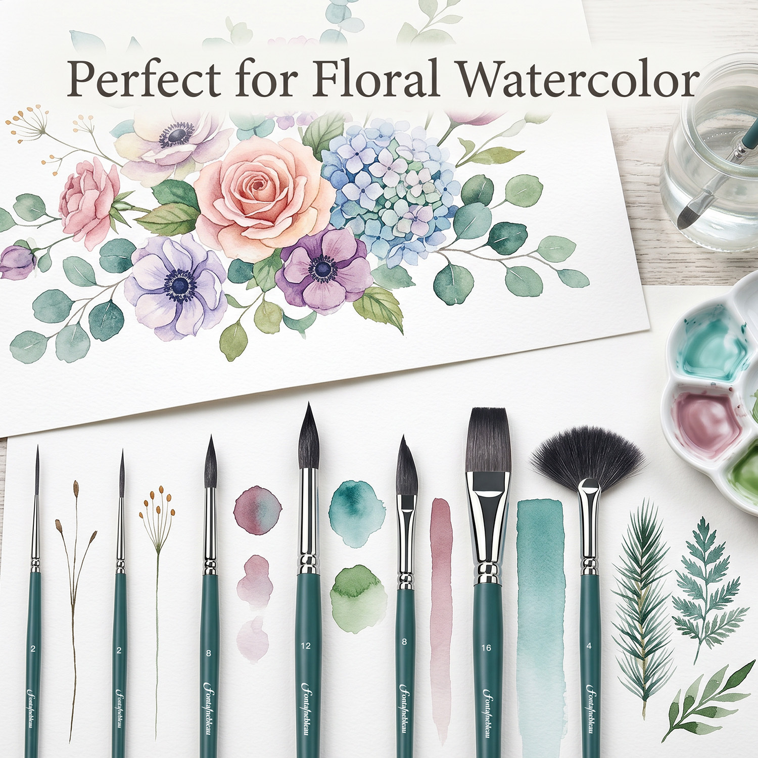 Professional 8Pcs Squirrel Hair Watercolor Paint Brush Set with Luxury Gift Box for Artists Gouache Wash Painting Brushes