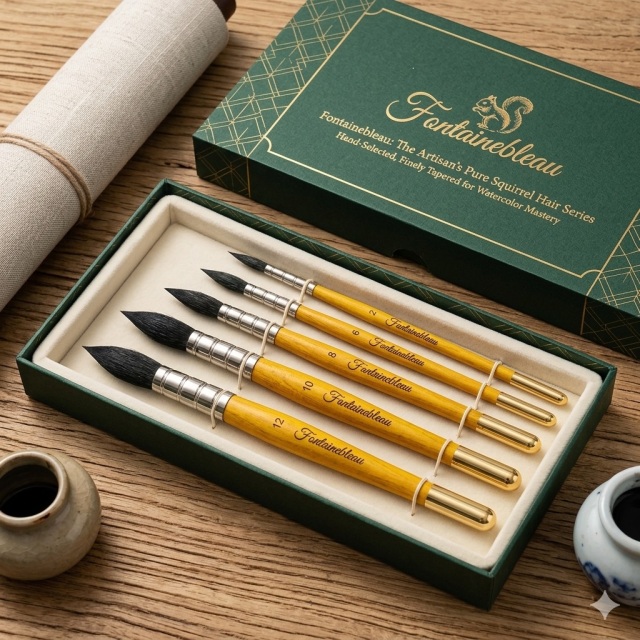Premium Synthatic Squirrel Hair Watercolor Paint Brush Set Soft Tapered Pointer Mop Brushes for Artist Acrylic Gouache Painting