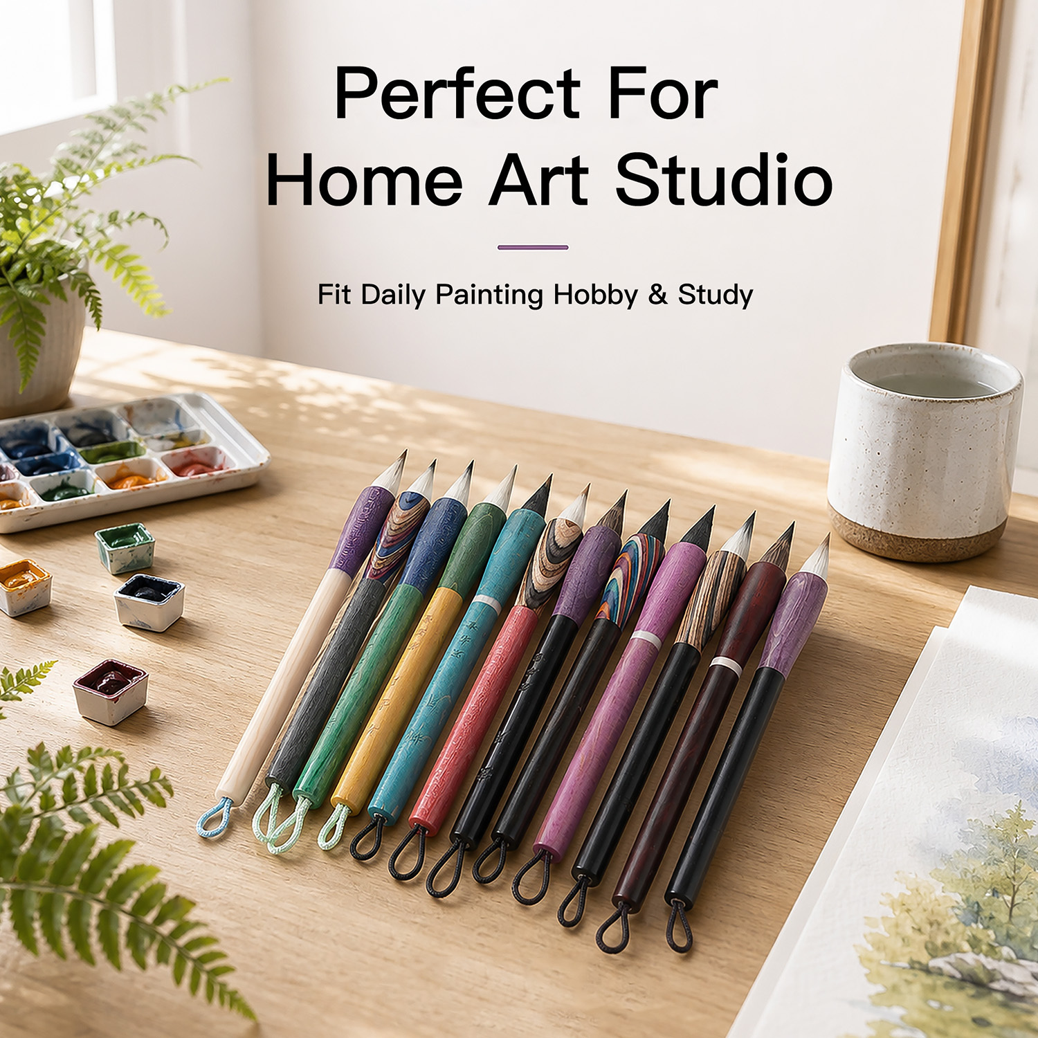 Premium Portable Watercolor Brush Set Mixed Natural Hair Painting Brushes with Gift Box for Beginners and Professional Artists