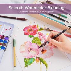 Premium Portable Watercolor Brush Set Mixed Natural Hair Painting Brushes with Gift Box for Beginners and Professional Artists