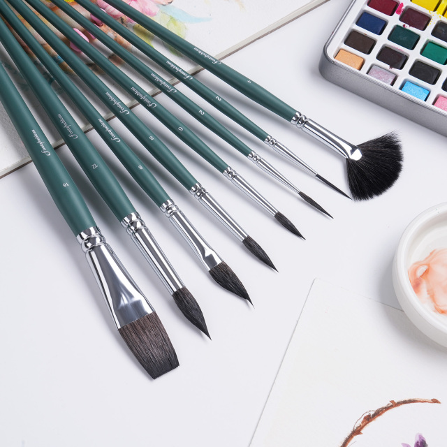 Professional 8Pcs Squirrel Hair Watercolor Paint Brush Set with Luxury Gift Box for Artists Gouache Wash Painting Brushes
