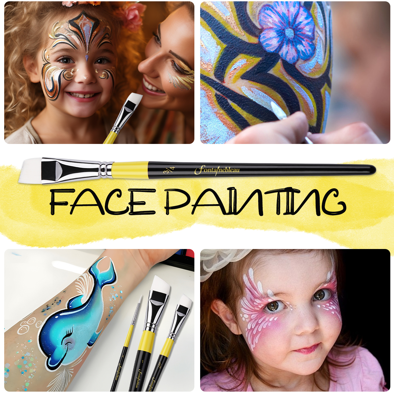 Wholesale Custom Logo Ebony Wooden Handle Face Paint Brush Kit Eco Friendly Watercolor Acrylic Detail Art Brush Set