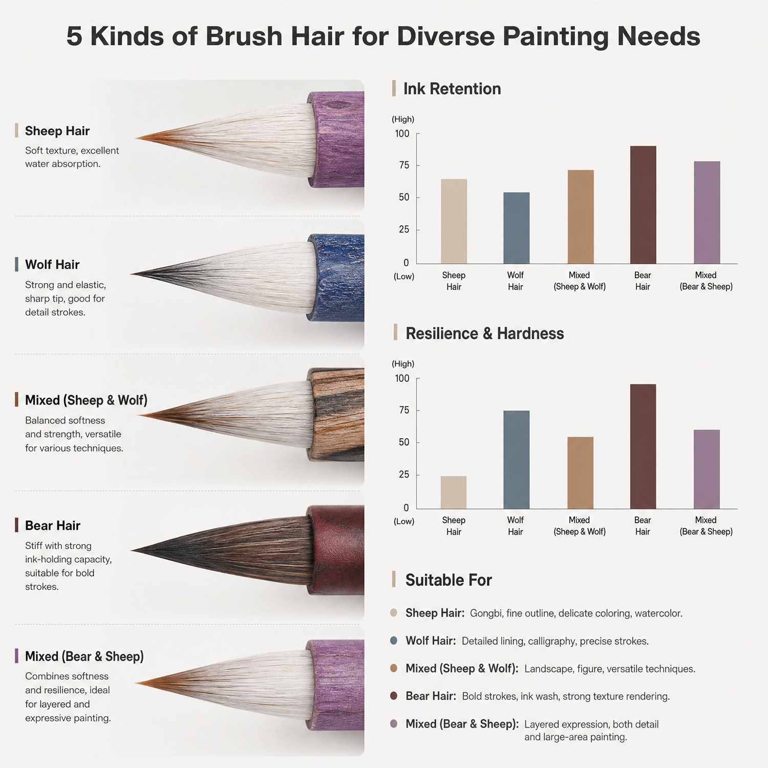 Premium Portable Watercolor Brush Set Mixed Natural Hair Painting Brushes with Gift Box for Beginners and Professional Artists