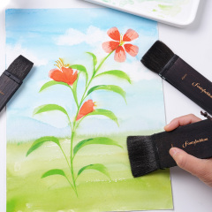 2026 Mixed Squirrel Hair Artist Paint Brush Flat Wide Natural Wooden Handle Water Absorbent Art Brushes for Watercolor Painting