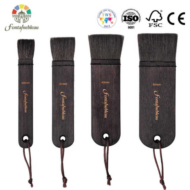 2026 Mixed Squirrel Hair Artist Paint Brush Flat Wide Natural Wooden Handle Water Absorbent Art Brushes for Watercolor Painting