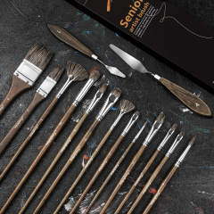 Fontainebleau Wholesale Artist Paint Brush Set Natural Badger Hair Oil Paint Brush Set for Professional Painters Art Supplies