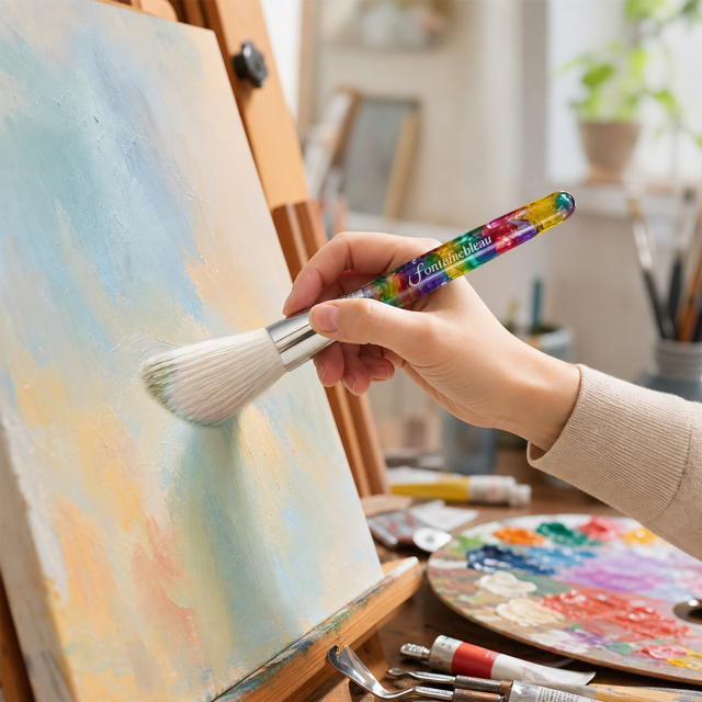 Custom Logo Colorful Acrylic Handle Mop Brush Soft Goat Hair Blending Paint Brush for Watercolor