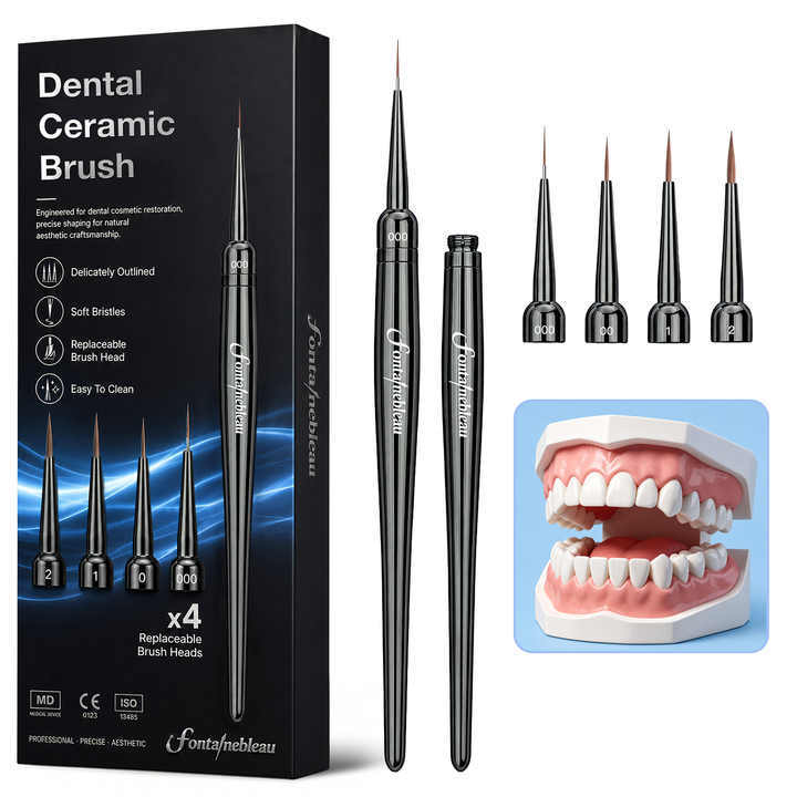 100% Kolinsky Sable Brush Dental Laboratory Metal Dental Denture Brush Dental Modeling Brush for Resin for Composite 000/00/1/2