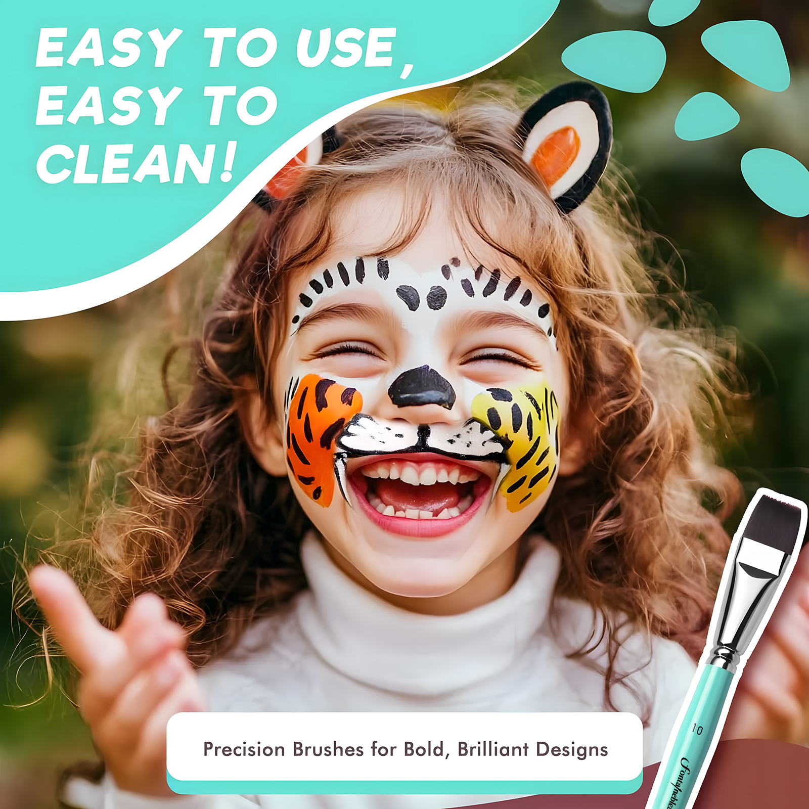 2026 Synthetic Face Paint Brush Set Flat Brush for Kids Body Wood Handle Brushes Face Paint OEM Customizable