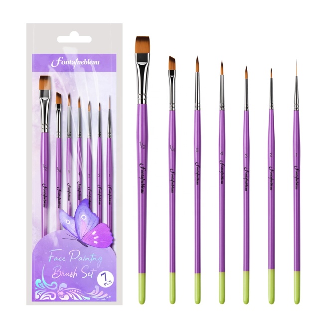2026 New Premium Face Painting Brush Set Soft 1/2 Inch Flat Bristles with Purple Wood Handle for Artists