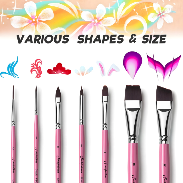 Custom Private Label Synthetic Face Paint Brush Professional Face Painting Brush Set Wholesale Soft Body Paint Brush for  Makeup