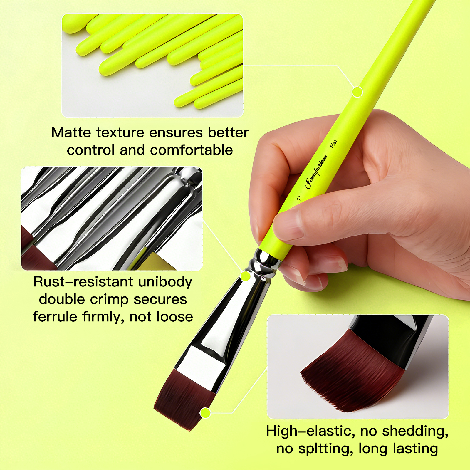 13Pcs High Quality Nylon Hair Professional Body Paint Brush Brass Ferrule Round Flat Angular  Wooden Handle Face Painting Brush