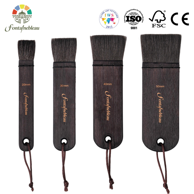 2026 Mixed Squirrel Hair Artist Paint Brush Flat Wide Natural Wooden Handle Water Absorbent Art Brushes for Watercolor Painting