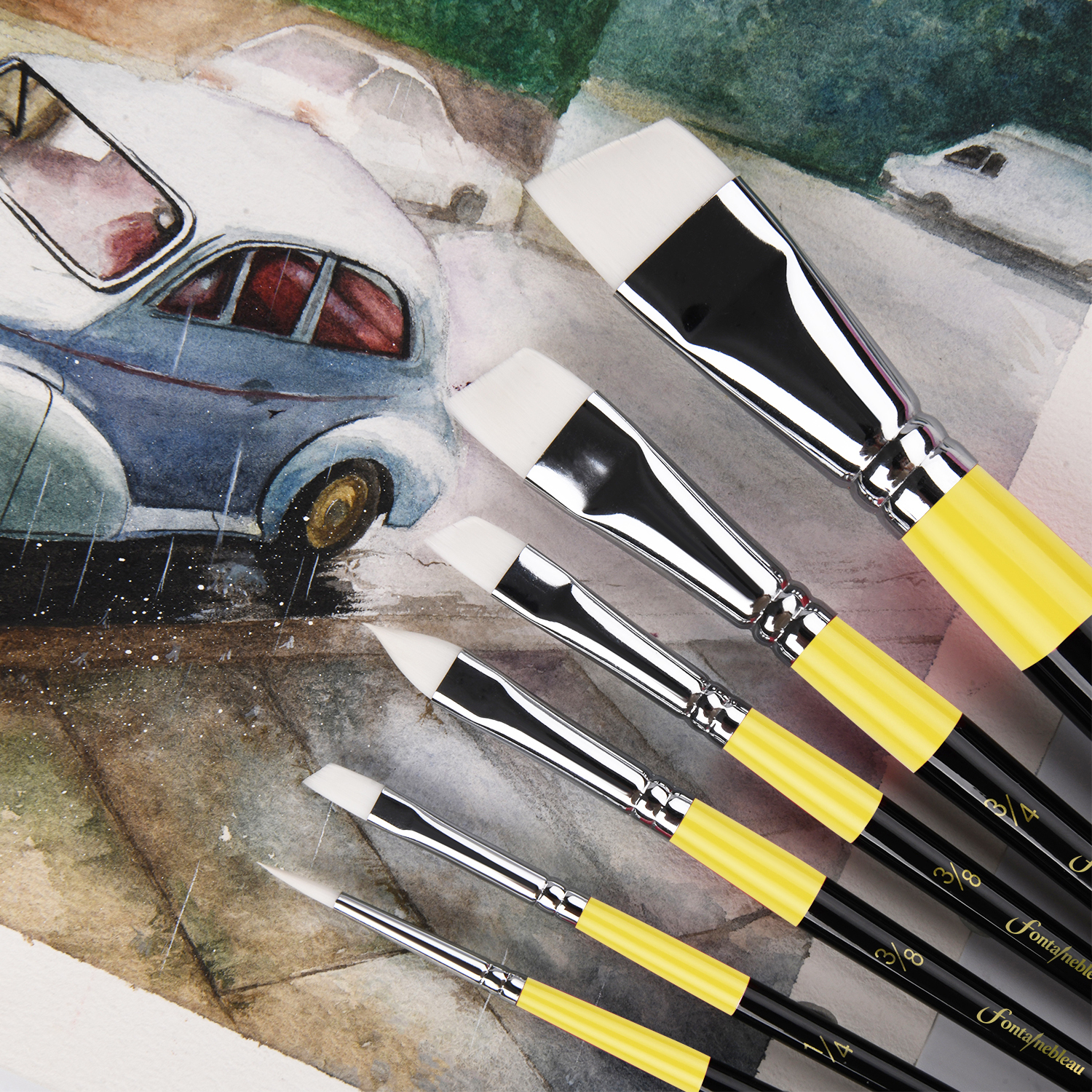 Wholesale Custom Logo Ebony Wooden Handle Face Paint Brush Kit Eco Friendly Watercolor Acrylic Detail Art Brush Set