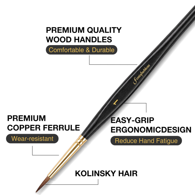 4-Piece Kolinsky Sable Miniature Detail Brush Set for Model Painting