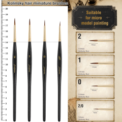 4-Piece Kolinsky Sable Miniature Detail Brush Set for Model Painting