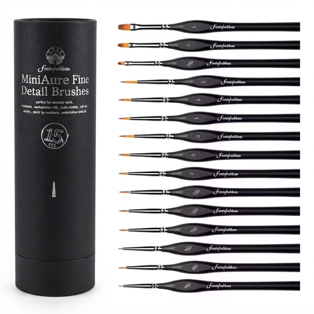 15-Piece Synthetic Nylon Miniature Detail Brush Set for Painting