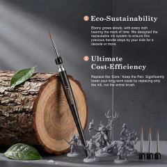 4-in-1 Replaceable Kolinsky Sable Miniature Brush with Ebony Handle
