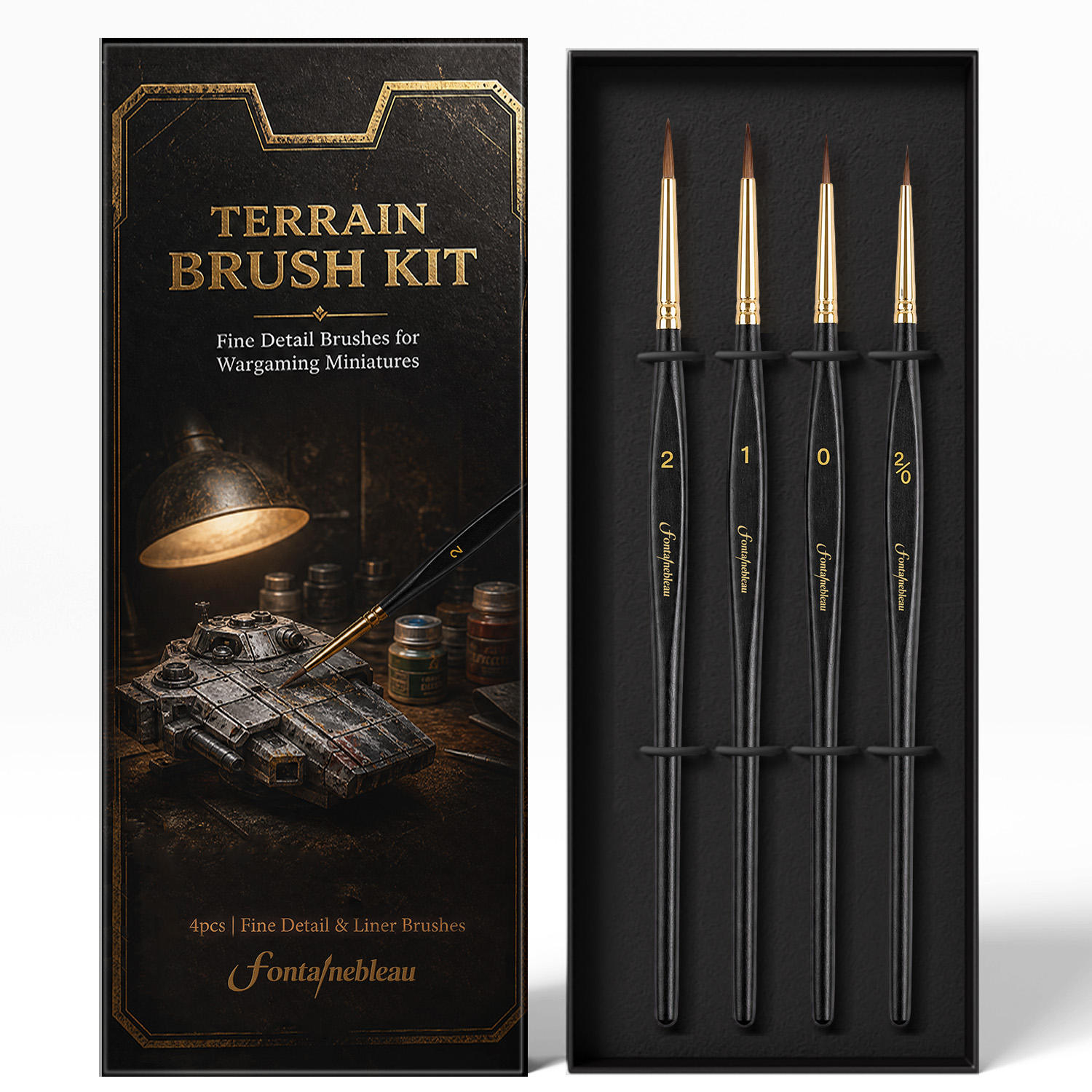 4-Piece Kolinsky Sable Miniature Detail Brush Set for Model Painting