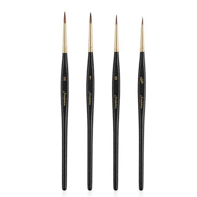 4-Piece Kolinsky Sable Miniature Detail Brush Set for Model Painting
