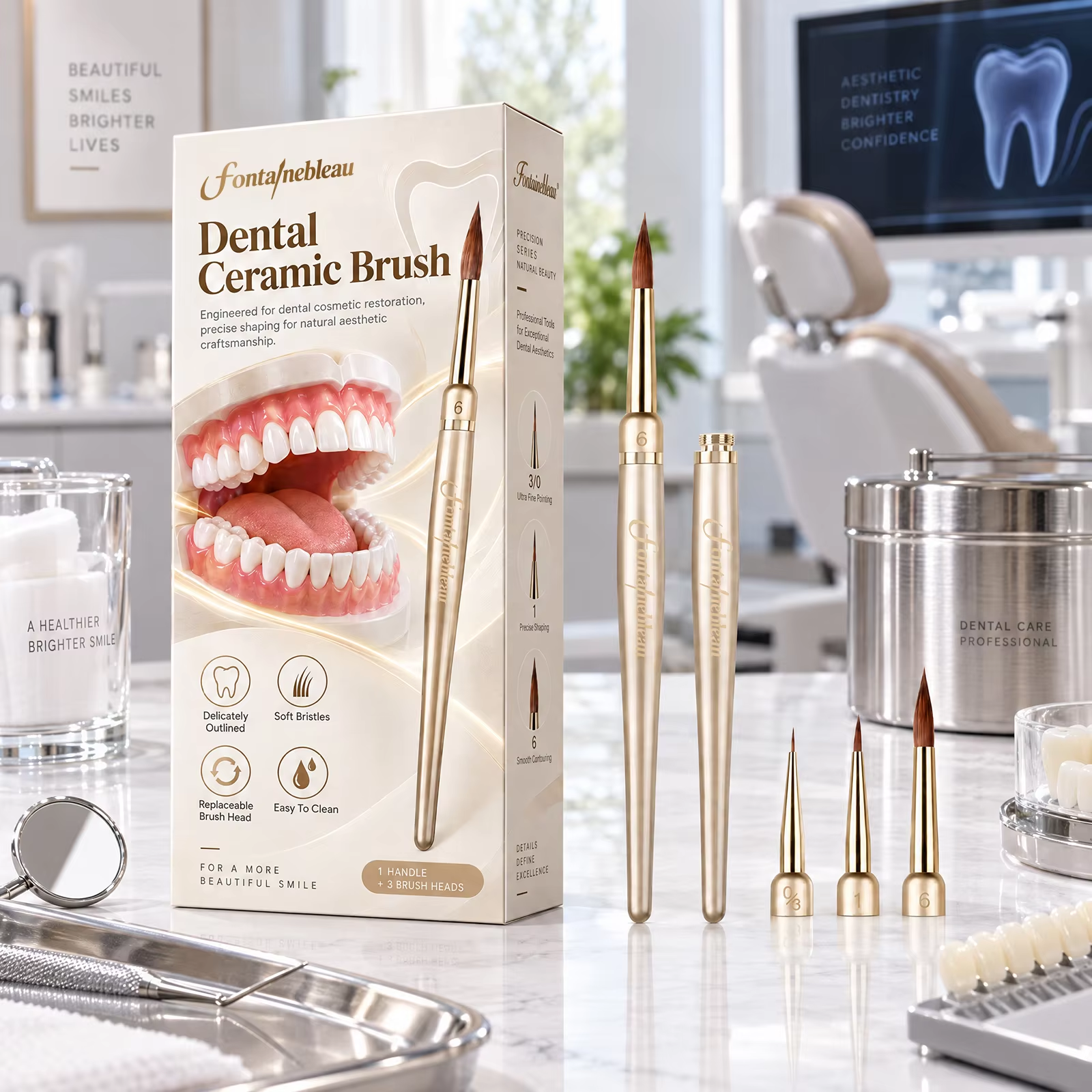 Replaceable Kolinsky Sable Dental Ceramic Brush for Dental Laboratories