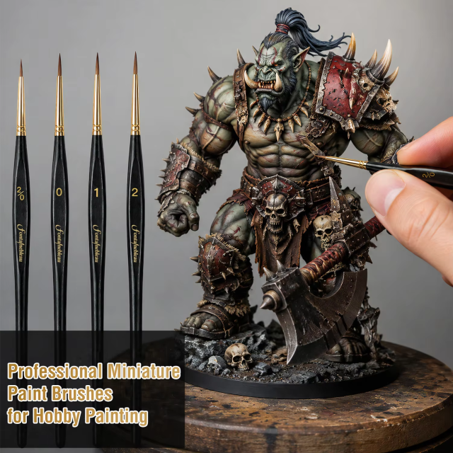 4-Piece Kolinsky Sable Miniature Detail Brush Set for Model Painting