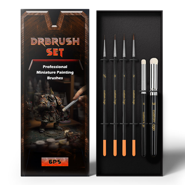 6-Piece Wool Dry Brush Set for Miniature Model Painting