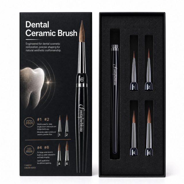 4-in-1 Replaceable Kolinsky Sable Dental Ceramic Brush