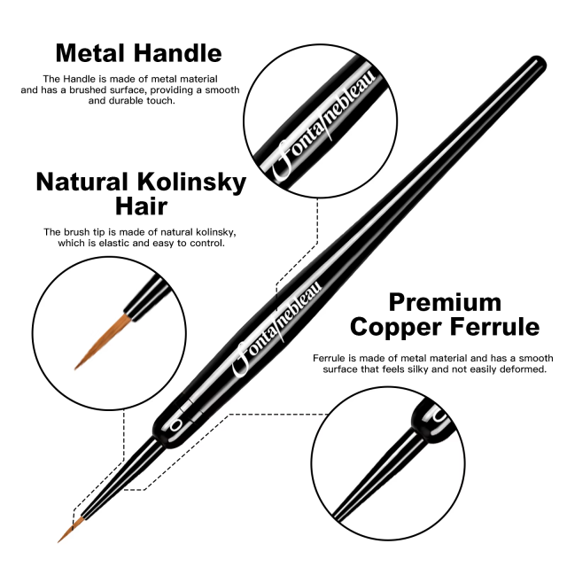 Kolinsky Sable Dental Characterization Brush with Replaceable Tips
