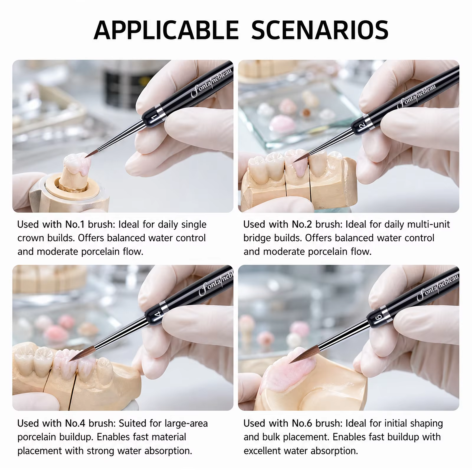 4-in-1 Replaceable Kolinsky Sable Dental Ceramic Brush