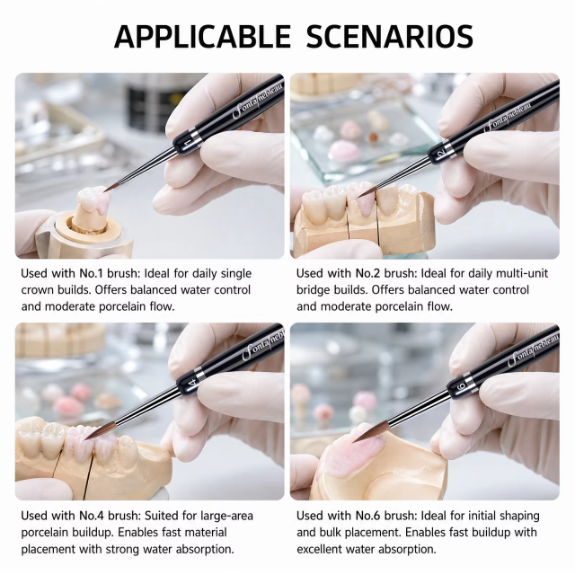 4-in-1 Replaceable Kolinsky Sable Dental Ceramic Brush